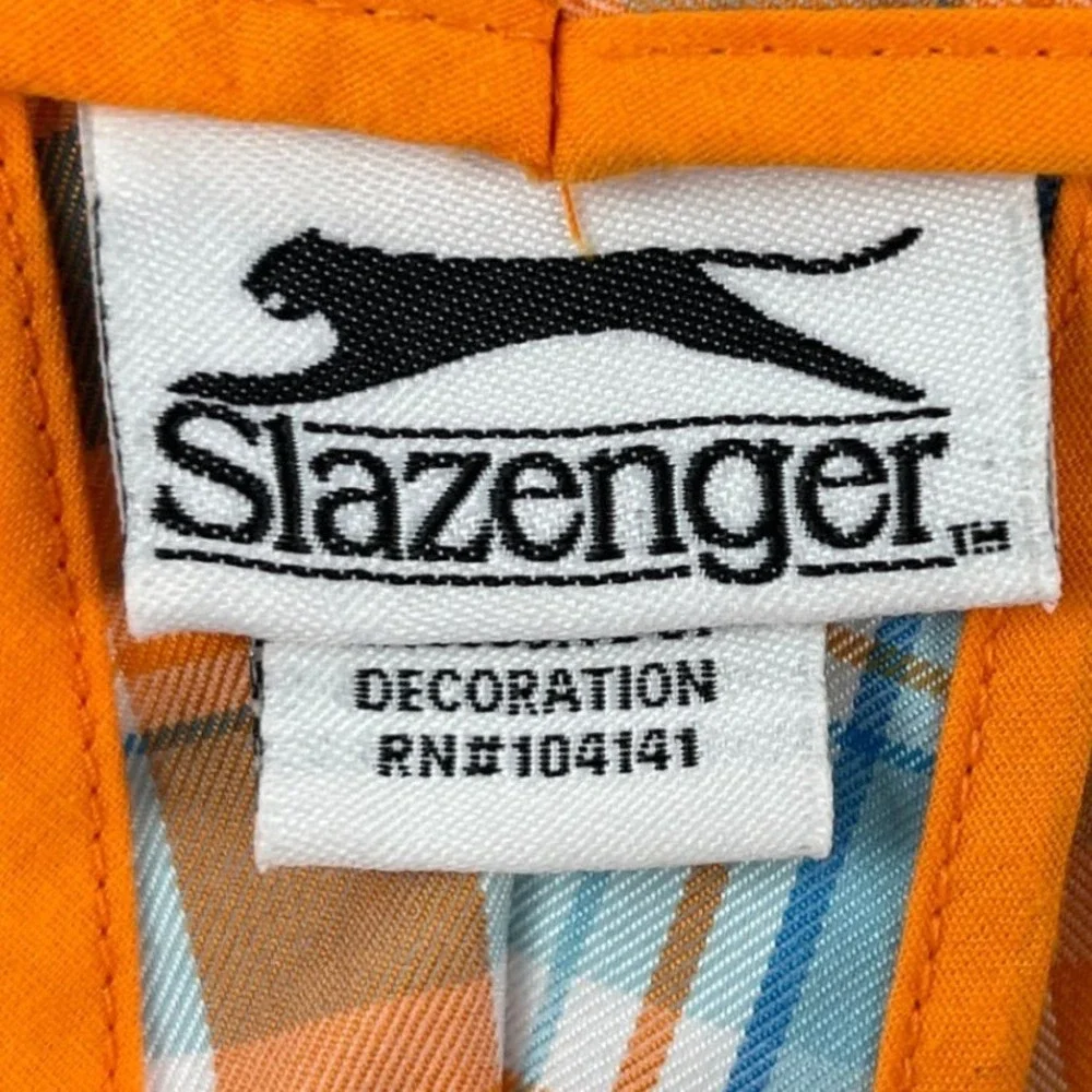 Slazenger Mens 36 Orange Blue Plaid Golf Shorts Lightweight Performance 5595